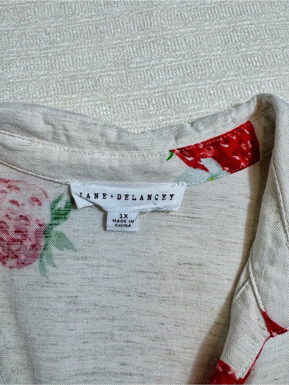 Jane + Delancey Strawberry Print Midi Dress Collar Short Sleeve Size 1X - Picture 6 of 6